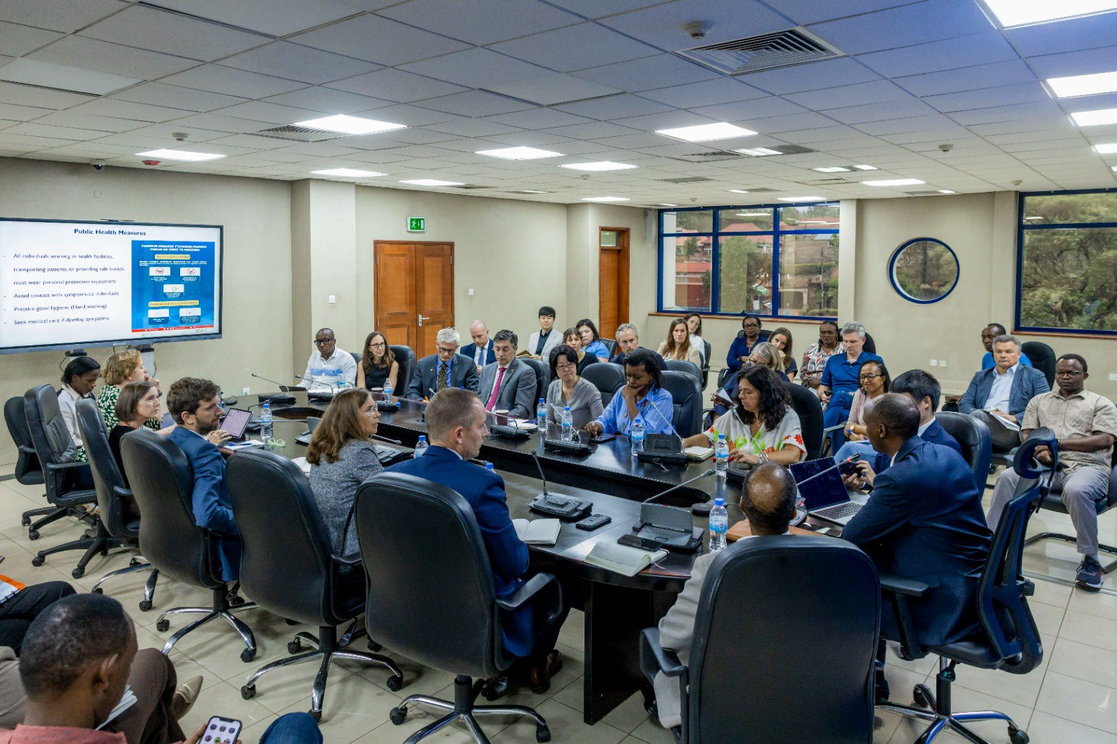 Rwanda Health minister Sabin Nsanzimana when he held a briefing with development partners and members of the diplomatic corps on the Marburg virus outbreak on September 28, 2024. (Photo: Rwanda Ministry of Health) 